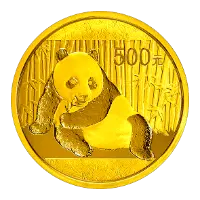 Vorderseite Goldmünze 1 Unze China Panda 2015, der Hersteller China Mint / China Gold Coin Inc./ Shanghai Mint 