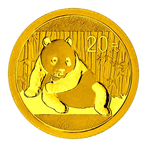 Vorderseite Goldmünze 1/20 Unze China Panda 2015, der Hersteller China Mint / China Gold Coin Inc./ Shanghai Mint