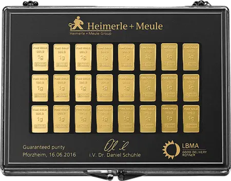 50 x 1 g Gold UnityBar Collection Heimerle und Meule