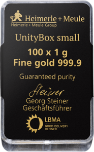 100 x 1 g Gold UnityBox Heimerle und Meule