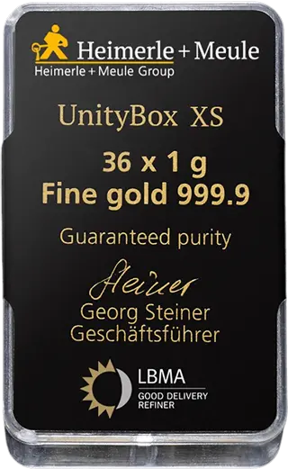 durchsichtige Plastikkapsel für 36x1 Goldbarren UnityBox XS