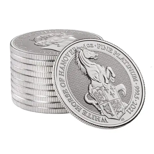 1 Unze Platin The Queen´s Beasts -White Horse of Hanover 2021 Münzen vom Hersteller  Royal Mint gestaüelt