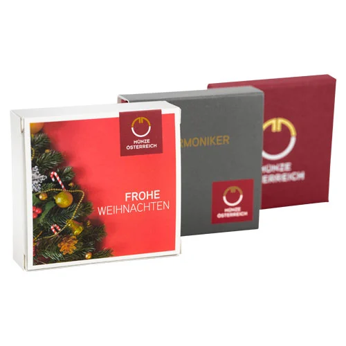 Weihnachtsetui für 1/10 Unze Gold Wiener Philharmoniker Verpackung gesamt