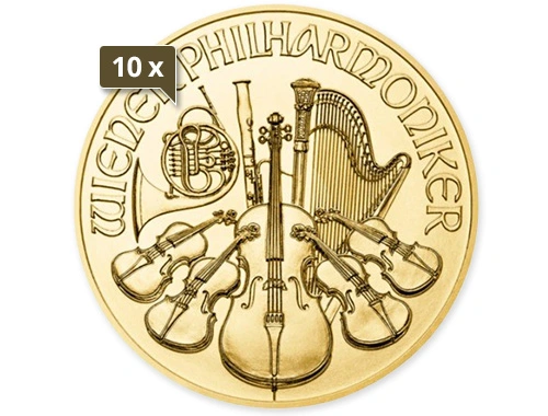 10 x 1/2 Unze Gold Wiener Philharmoniker diverse Jahrgänge