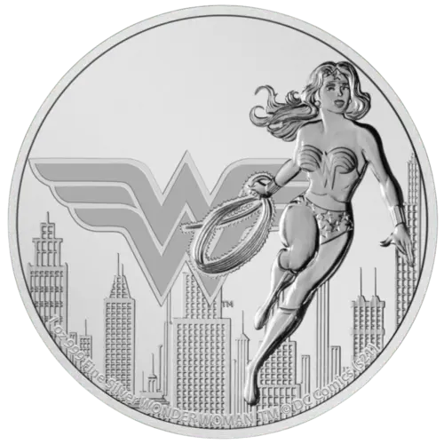 Vorderseite der 1 Unze Silber Niue DC Comics Wonder Woman 2021 von Hersteller New Zealand Mint